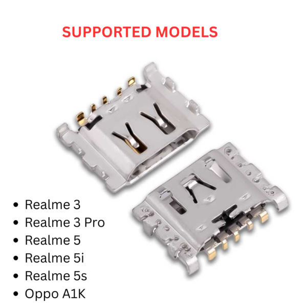 OG Charging Connector Flex / CC Board (Silver) for Realme 3 / Realme 5 / OPPO A1K | USB Charging Port PCB Board Replacement