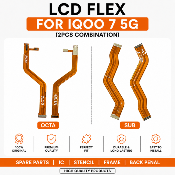 LCD Flex Cable for iQOO 7 5G (Main Flex + Sub Flex) 2PCS Combination Replacement Spare Part