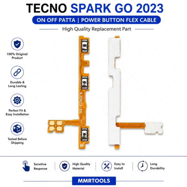 Power Button Flex Cable for Tecno Spark Go 2023 | On Off Patta Switch Flex Replacement | High Quality
